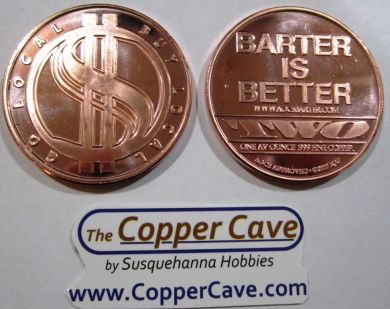 1 OZ .BU.COPPER ROUND BARTER IS BETTER