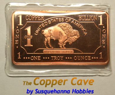 CMC 1 Troy Ounce Copper Bar - Buffalo
