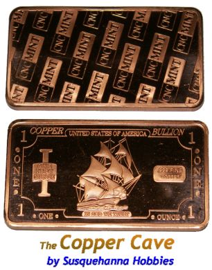 CMC Mint 1 Troy Ounce Copper Bar - Ironsides Ship