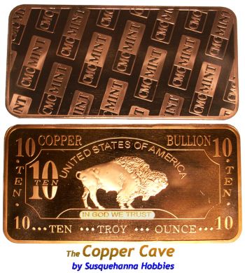 CMC 10 Troy Ounce Copper Bar - Buffalo