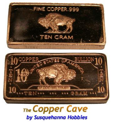 CMC 10 Gram Copper Bar - Buffalo