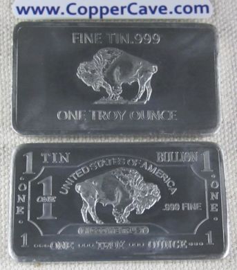 CMC 1 Troy Ounce Tin Bar - Buffalo