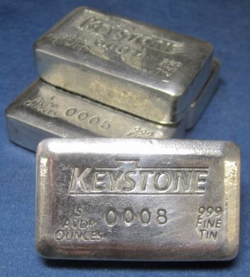 Keystone Precious Metals 5 Oz Poured Tin Bar