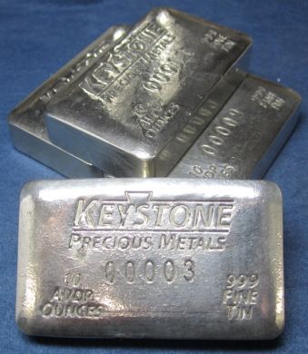 Keystone Precious Metals 10 Oz Poured Tin Bar