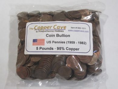 Circulated Mix 95% Copper US Pennies (5 Pound Bag)
