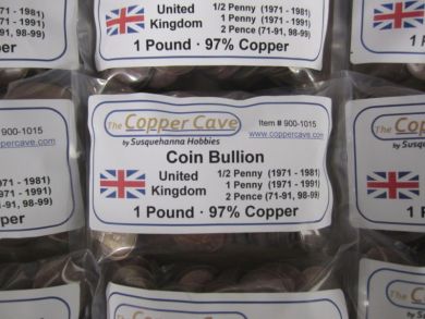 Circulated Mix 97% Copper British Coins (1 Pound Bag)